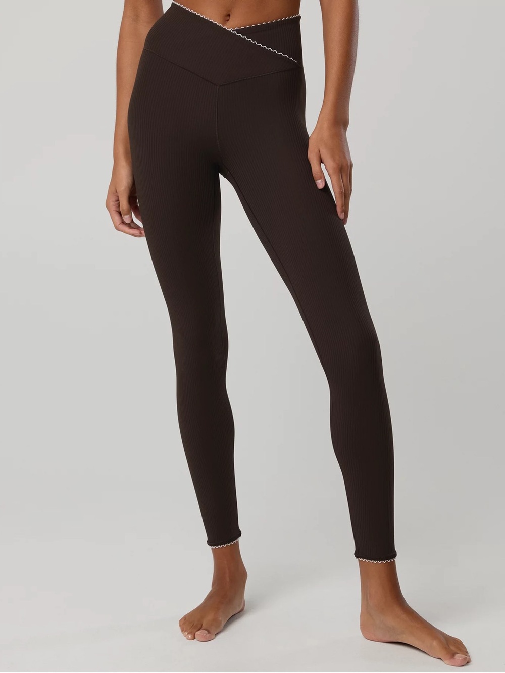 Aerie Real Me XTRA Ribbed Picot Trim Crossover Legging